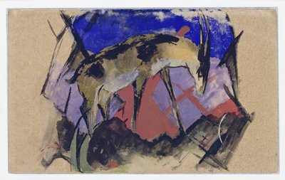 Antilope (auch: Steinbock) (Postkarte an Else Lasker-Schüler) autorstwa Franz Marc