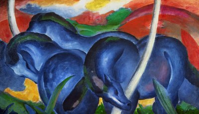 Duże niebieskie konie – Franz Marc (1880-1916), olej na płótnie autorstwa Franz Marc