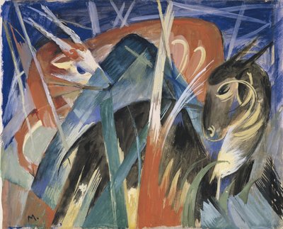 Bajkowe zwierzęta I Kompozycja ze zwierzętami I, 1913 autorstwa Franz Marc