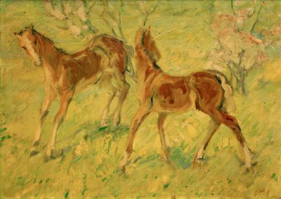 Źrebięta na pastwisku (skaczące źrebięta) autorstwa Franz Marc