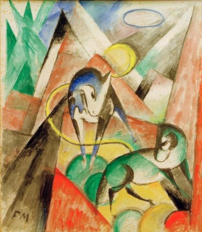 Krajobraz z dwoma końmi autorstwa Franz Marc