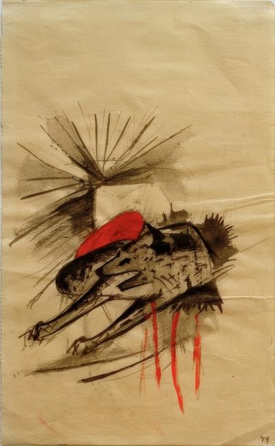 Leżąca hiena (leżący wilk) autorstwa Franz Marc