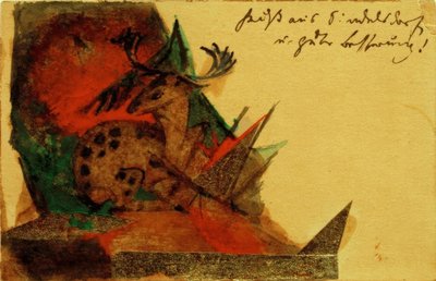 Leżący jeleń autorstwa Franz Marc