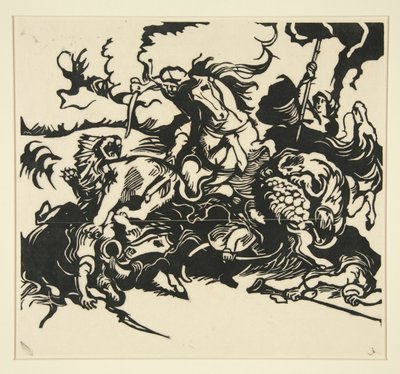 Polowanie na lwa autorstwa Franz Marc