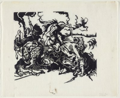 Polowanie na lwy po Delacroix autorstwa Franz Marc