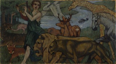 Orfeusz wśród zwierząt, szkic do gobelinu autorstwa Franz Marc