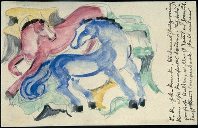 Czerwone i niebieskie konie autorstwa Franz Marc
