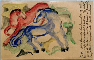 Czerwony i niebieski koń autorstwa Franz Marc