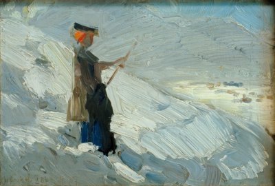 Stojąca kobieta w zimowym krajobrazie autorstwa Franz Marc