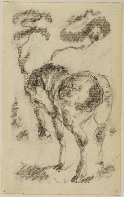 Stojący koń z drzewami autorstwa Franz Marc