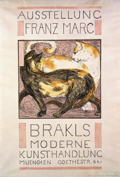 Dwa koty, 1909-10 autorstwa Franz Marc