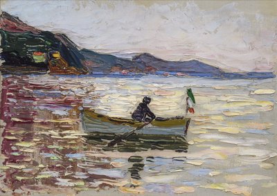 „Widok Rapallo z łodzią na morzu” (Rapallo Boat On The Sea) Obraz Wassily Kandinsky (lub Wassily Kandinski lub Kandinskij autorstwa Franz Marc