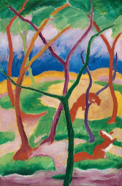 Bawiące się łasice autorstwa Franz Marc