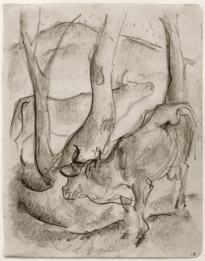 Dwie krowy pod drzewami autorstwa Franz Marc