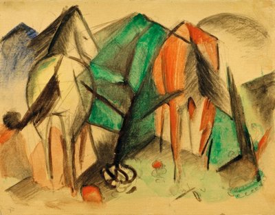 Dwa konie autorstwa Franz Marc