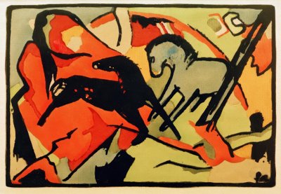 Dwa konie autorstwa Franz Marc