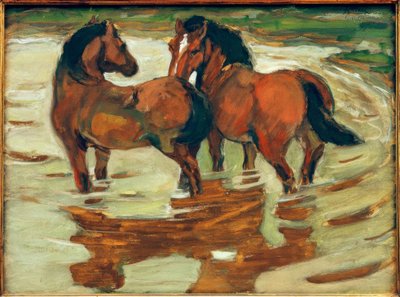 Dwa konie w wodzie autorstwa Franz Marc