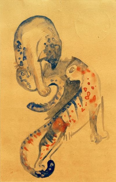 Dwa duże koty autorstwa Franz Marc