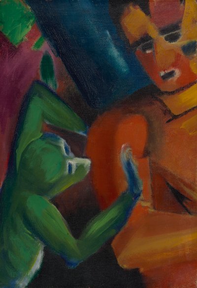 małpa i człowiek autorstwa Franz Marc
