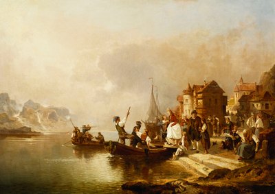 Wesele na pokładzie łodzi, 1864 autorstwa Franz Richard Unterberger