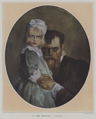 Autoportret z córką (kolor lito) autorstwa Franz Seraph von (after) Lenbach