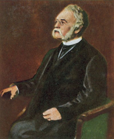 Werner von Siemens, niemiecki wynalazca i przemysłowiec (kolorowa litografia) autorstwa Franz Seraph von (after) Lenbach