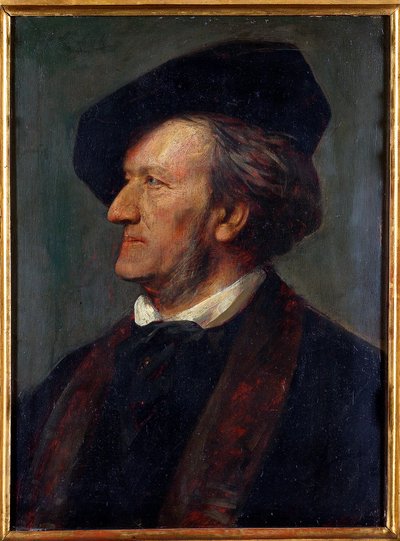 ""Portret kompozytora Richarda Wagnera"" (Portret kompozytora Richarda Wagnera (1813-1883)) Obraz Franza von Lenbacha (1836-1904) - 1871 - Olej na drewnie - Muzeum Ryszarda Wagnera, Bayreuth autorstwa Franz Seraph von Lenbach