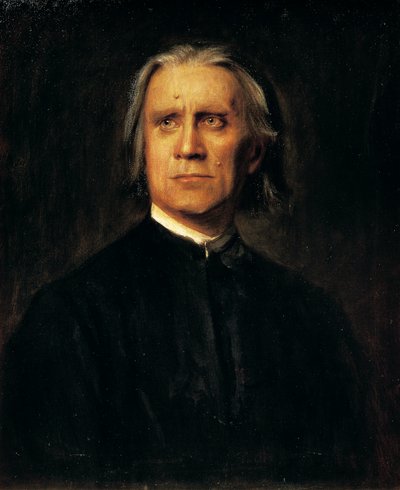 Portret węgierskiego kompozytora i pianisty Franciszka Liszta (Doborjan autorstwa Franz Seraph von Lenbach