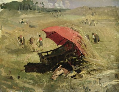 Czerwona osłona przeciwsłoneczna, ok. 1860 (olej na papierze na płycie) autorstwa Franz Seraph von Lenbach