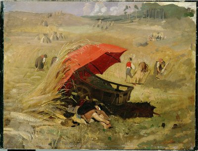 Czerwony parasol (olej na tekturze na papierze) autorstwa Franz Seraph von Lenbach
