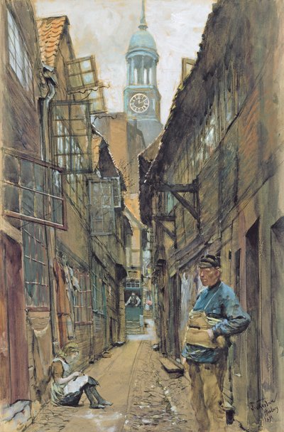 Tylna aleja w Hamburgu, 1891 autorstwa Franz Skarbina