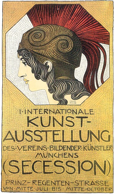 Plakat na pierwszą międzynarodową wystawę sztuki, Secesja, 1893. autorstwa Franz Stuck Ritter von
