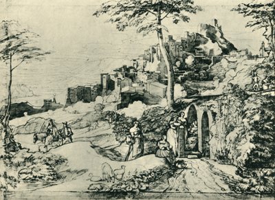 Kobiety przy fontannie w Olevano, niedaleko Rzymu, Włochy, 1822, 1943. autorstwa Franz Theobald Horny
