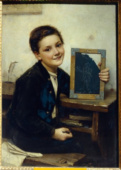 Ecolier (Schoolboy) - Obraz Franza Thone (1851-1906), olej na drewnie, 50x38 cm autorstwa Franz Thone
