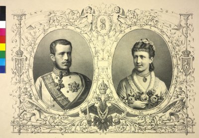 Podwójny wizerunek Franciszka Józefa I, księcia Rudolfa i księżniczki Stefanii autorstwa Franz Wurbel