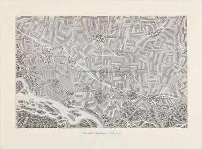 Perspektywiczna mapa Marchfeld. Okolice Sachsengang autorstwa Franz Xaver Schweickhardt