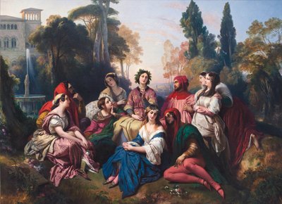 Dekameron (Dekameron). Kompozycja inspirowana zbiorem opowiadań Giovanniego Boccaccio (Jean Boccace autorstwa Franz Xaver Winterhalter
