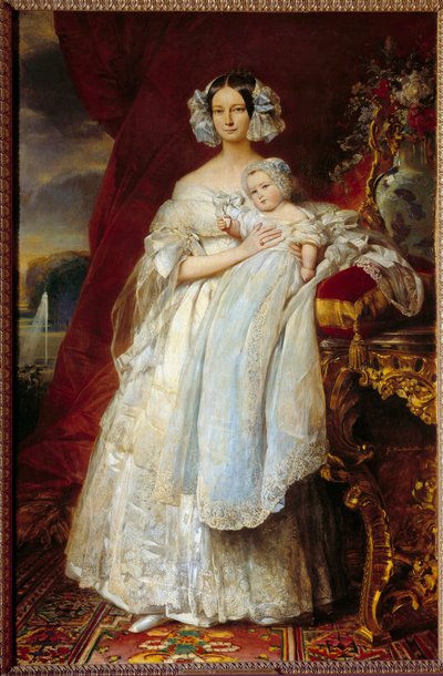 Portret u stóp Heleny Louise z Meklemburgii Schwerin, księżnej Orleanu (1814-1858) i hrabiego Paryża (1838-1894) Obraz Xavera Winterhaltera (1806-1873) 1839 nd. 2,15x1,4 m² autorstwa Franz Xaver Winterhalter