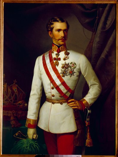 Portret Francois Joseph z Austrii miał 28 lat w ceremonialnym mundurze (1830-1916). Obraz Francois Xaver Winterhalter (1806-1873) autorstwa Franz Xaver Winterhalter