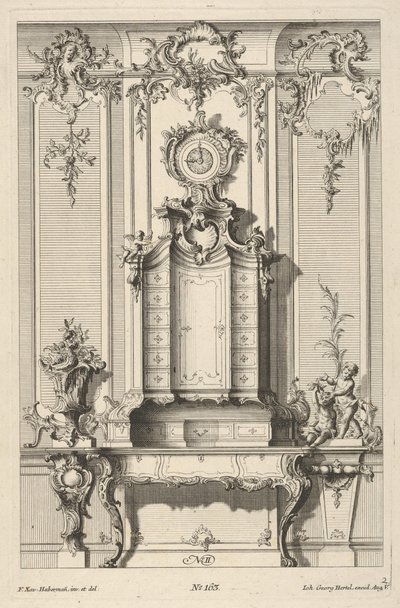 Elewacja ścienna z sekretarką, z „Biurków”, ok. 1748-70. autorstwa Franz Xavier Habermann