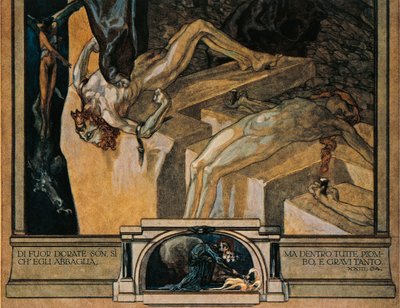 Austria, Wiedeń, Ilustracja Boskiej Komedii Dantego Alighieri (Piekło, Pieśń XXII) autorstwa Franza von Bayrosa, fragment autorstwa Franz von Bayros (1866 1924)
