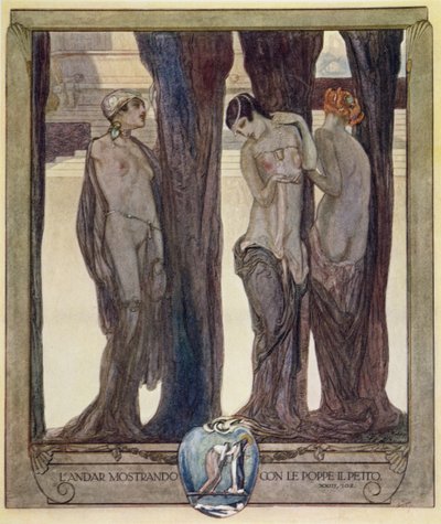 Ilustracja z „Boskiej komedii” Dantego, Czyściec, Pieśń XXIII. 102 autorstwa Franz von Bayros (1866 1924)