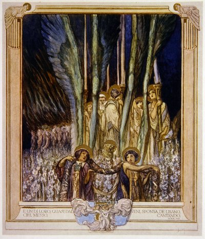 Ilustracja z Boskiej komedii Dantego, Czyściec, kanto XXX: 10, 1921 (wc na papierze) autorstwa Franz von Bayros