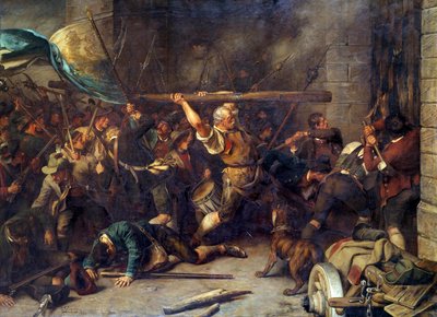Bunt chłopów w 1850 r. Szturm czerwonej bariery” Obraz Franza Defreggera (1835-1921) autorstwa Franz von Defregger