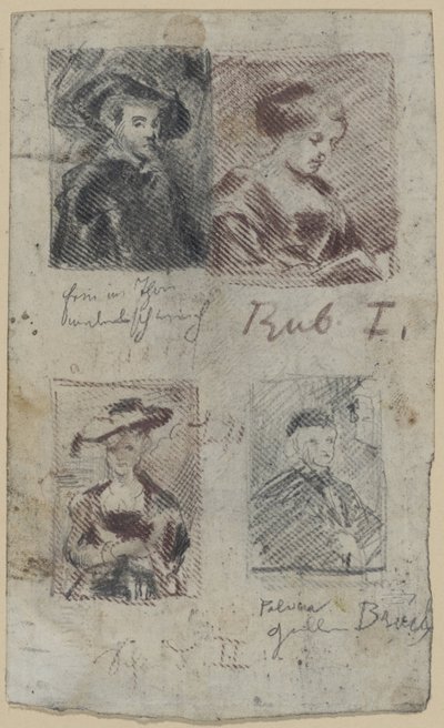 Trzy kopie szkiców według Petera Paula Rubensa, jeden według Palma Vecchio (?) autorstwa Franz von Lenbach, Peter Paul Rubens