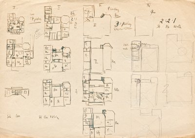 Szkice projektowe Willi Matcha Atelier - rzuty pięter autorstwa Franz von Matsch