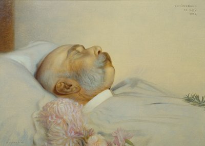 Cesarz Franciszek Józef I na łożu śmierci autorstwa Franz von Matsch