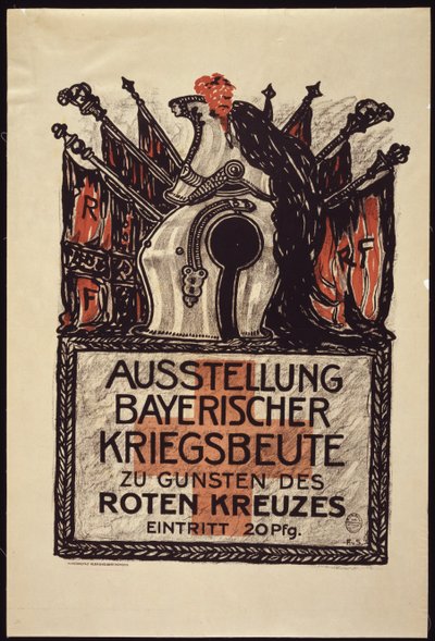 Wystawa łupów wojennych Bawarii na rzecz Czerwonego Krzyża, 1915 autorstwa Franz von Stuck