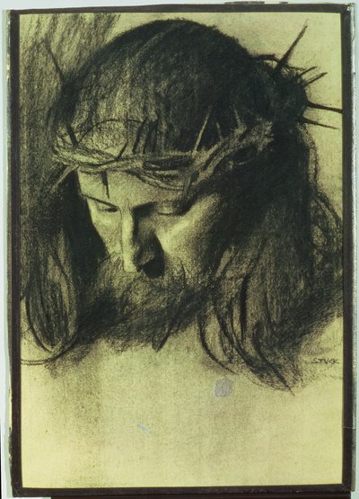 Głowa Chrystusa, ok. 1890 (węgiel i kreda) autorstwa Franz von Stuck