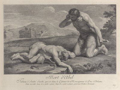 Adam klęka z żalu przy ciele Abla, a Kain ucieka w tle, ok. godz. ...,ok. 1729. autorstwa Frédéric Horthemels
